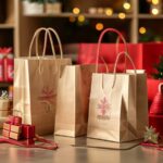custom Christmas gift paper bags with handles Holidaypacfactory image 4 for holiday retail, bakery gifting and boutique shopping bags