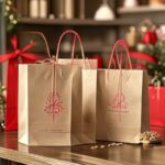 custom Christmas gift paper bags with handles Holidaypacfactory image 5 for holiday retail, bakery gifting and boutique shopping bags