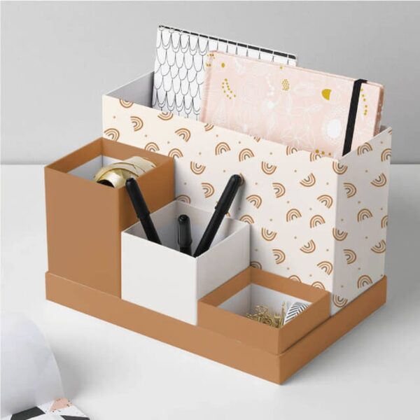 custom desk organizer rigid box Holidaypacfactory image 2 for stationery, pens, samples, jewelry, corporate gifts, welcome kits, office accessories, desk sets and retail organizer products