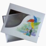custom food paper box with clear window Holidaypacfactory image 1 for cakes, pastries, cookies, desserts, takeaway food, bakery gifts, chocolate packs and visible food retail packaging