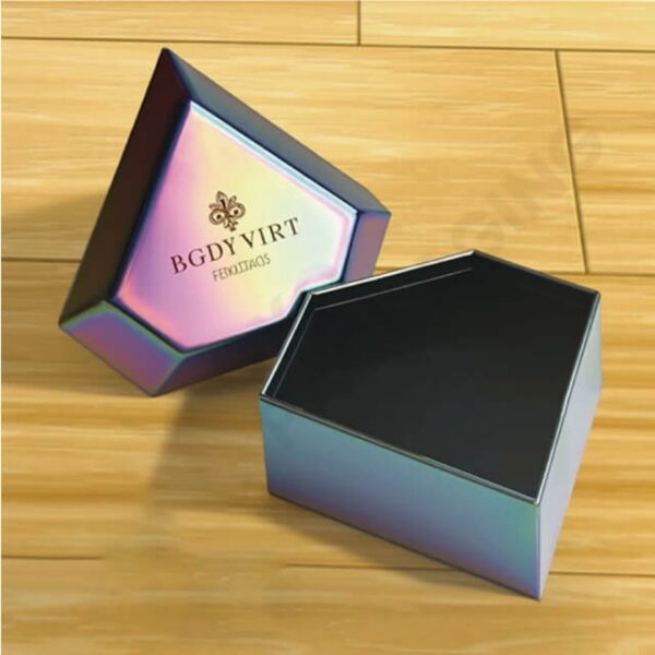 custom irregular shape rigid box Holidaypacfactory image 3 for perfume, jewelry, chocolate, seasonal gifts, collector items, beauty sets, promotional launches and premium retail gifts