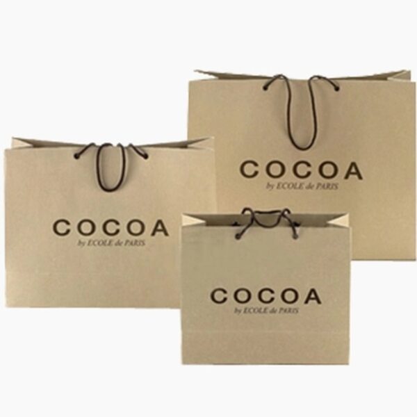 custom kraft paper bag with handles Holidaypacfactory image 1 for apparel, cosmetics, gifts, grocery items, bakery products, retail purchases, event packs and branded shopping bags