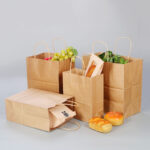 Holidaypacfactory custom kraft takeaway paper bags with handles gallery image 1