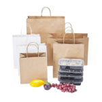Holidaypacfactory custom kraft takeaway paper bags with handles gallery image 4