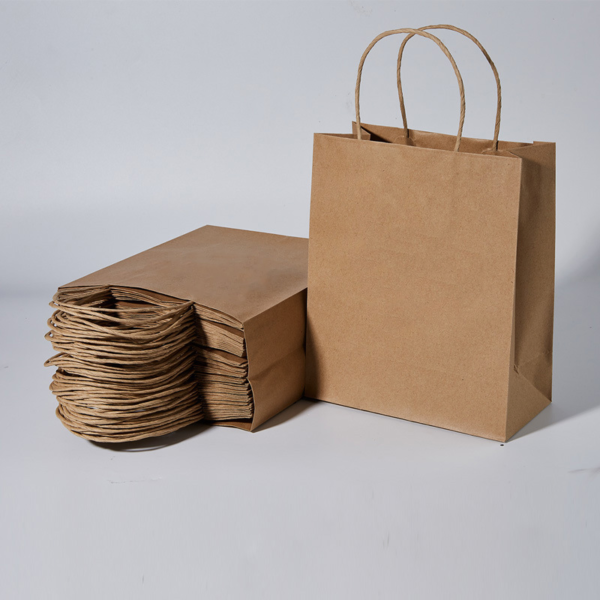Holidaypacfactory custom kraft takeaway paper bags with handles gallery image 5