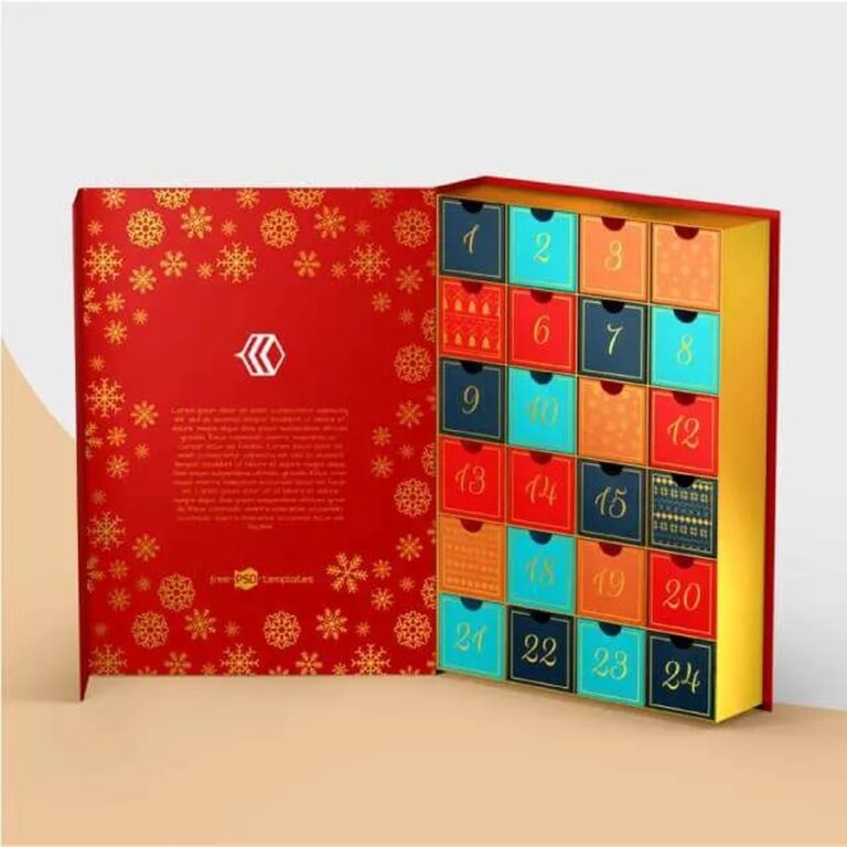 custom rigid advent calendar box Holidaypacfactory image 1 for beauty products, chocolate, candy, jewelry, fragrance samples, toys, candles, wellness gifts and holiday retail programs