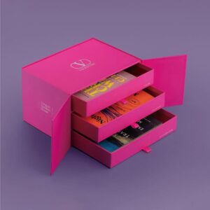 double door three drawer rigid box Holidaypacfactory image 1 for collector products, cosmetics, confectionery, tea, small accessories and tiered retail gift programs