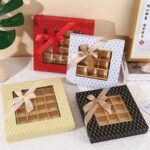 square chocolate rigid gift box with clear window Holidaypacfactory image 2 for chocolate, macarons, cookies, candy, dessert kits, bakery gifts and festive confectionery programs