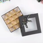 square chocolate rigid gift box with clear window Holidaypacfactory image 4 for chocolate, macarons, cookies, candy, dessert kits, bakery gifts and festive confectionery programs
