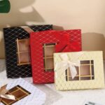 square chocolate rigid gift box with clear window Holidaypacfactory image 5 for chocolate, macarons, cookies, candy, dessert kits, bakery gifts and festive confectionery programs