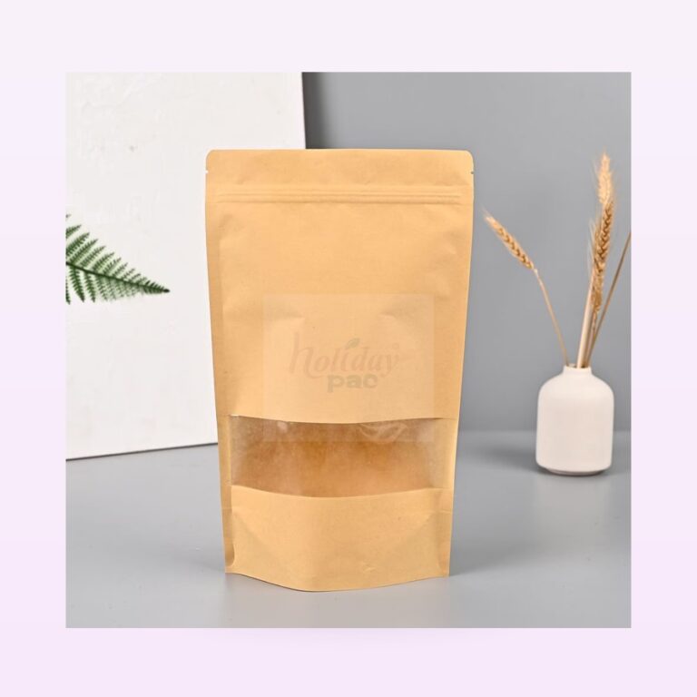 Holidaypacfactory flat bottom kraft produce grocery bags full bleed pale purple product image 1