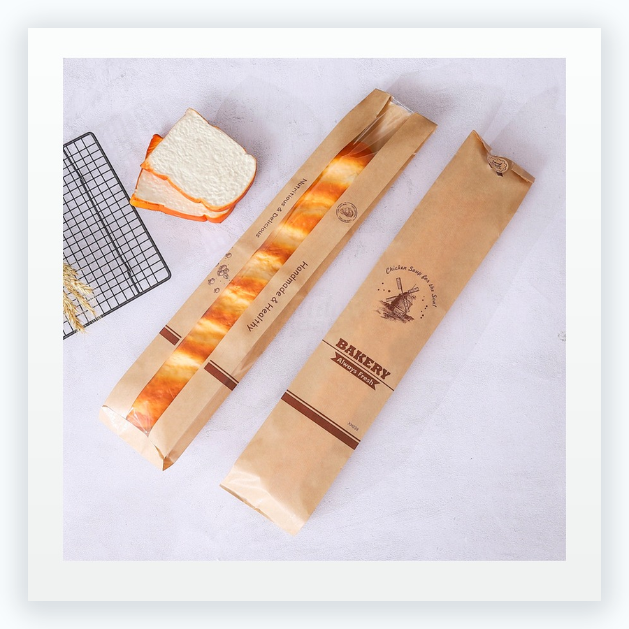 Holidaypacfactory holidaypac factory paper grab-and-go food packaging for supermarket deli and bakery brands Baguette Window Paper Bags