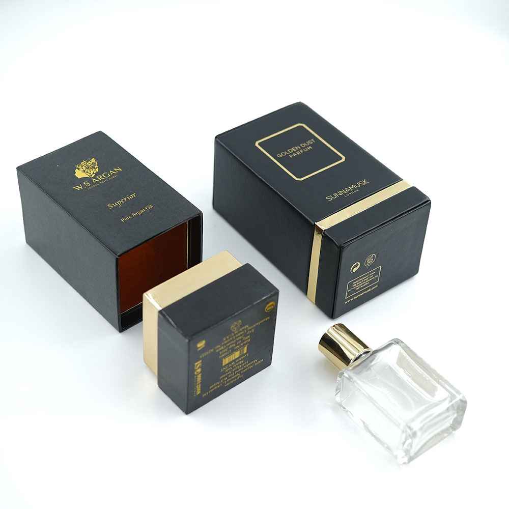 Holidaypacfactory black classic perfume box packaging opening view