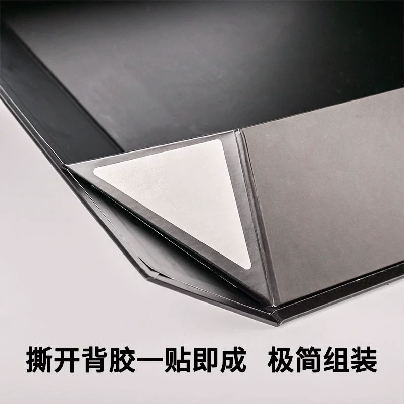 One-piece fold magnetic sushi box with peel-and-stick corners for flat-pack assembly by Holidaypacfactory