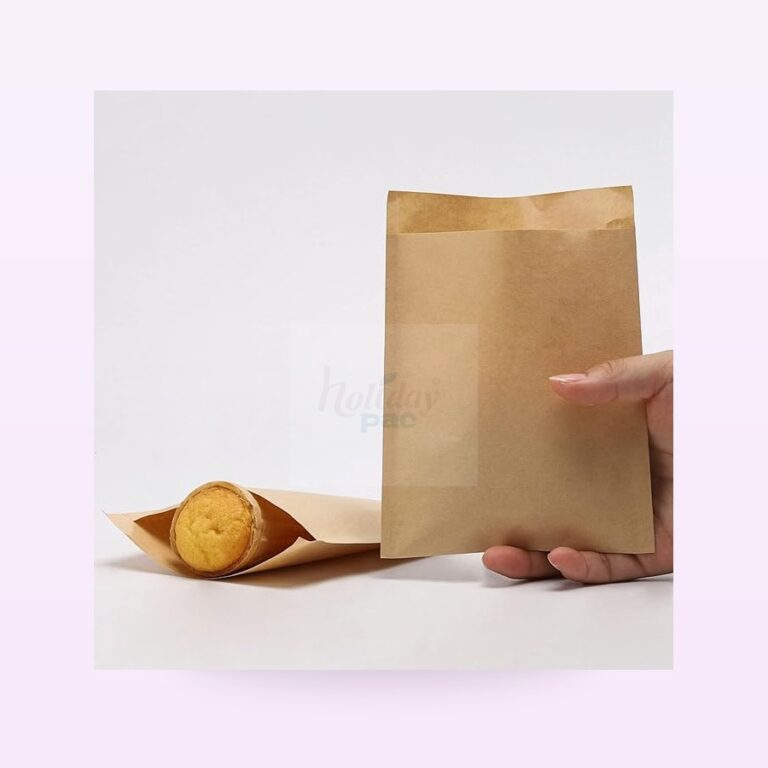Holidaypacfactory flat bottom kraft produce grocery bags full bleed pale purple product image 1
