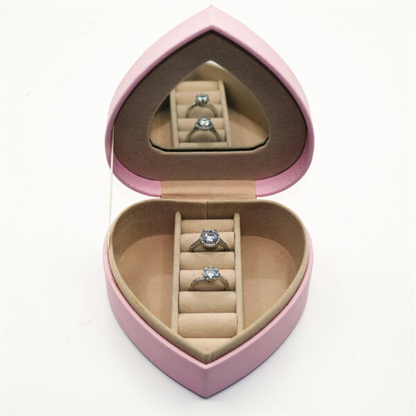 Holidaypacfactory pink heart shaped leather ring box packaging main product view