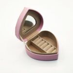 Holidaypacfactory pink heart shaped leather ring box packaging detail view 3