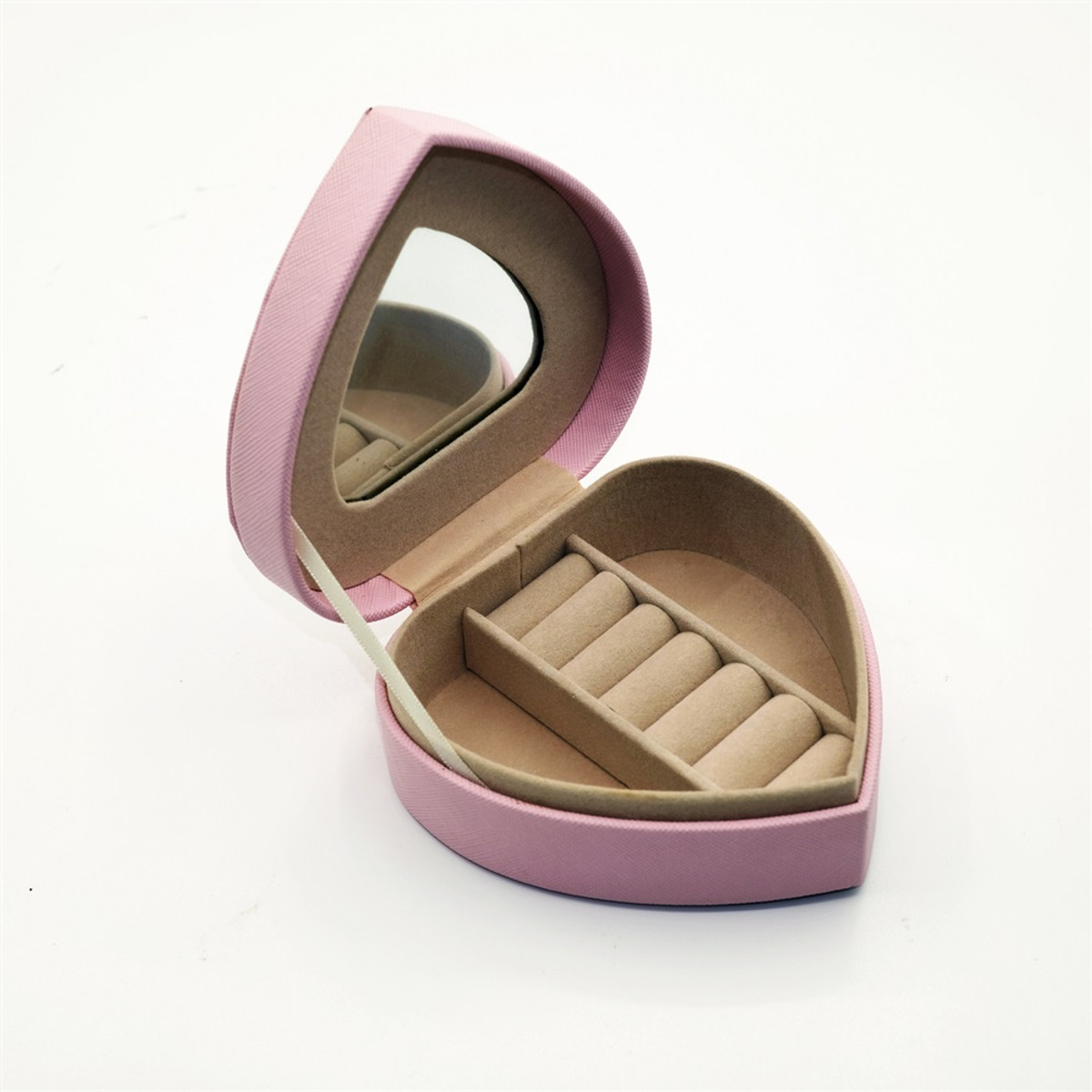 Holidaypacfactory pink heart shaped leather ring box packaging interior support