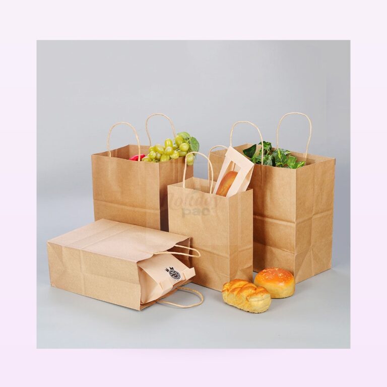 Holidaypacfactory farm shop recycled kraft grocery bags full bleed pale purple product image 1