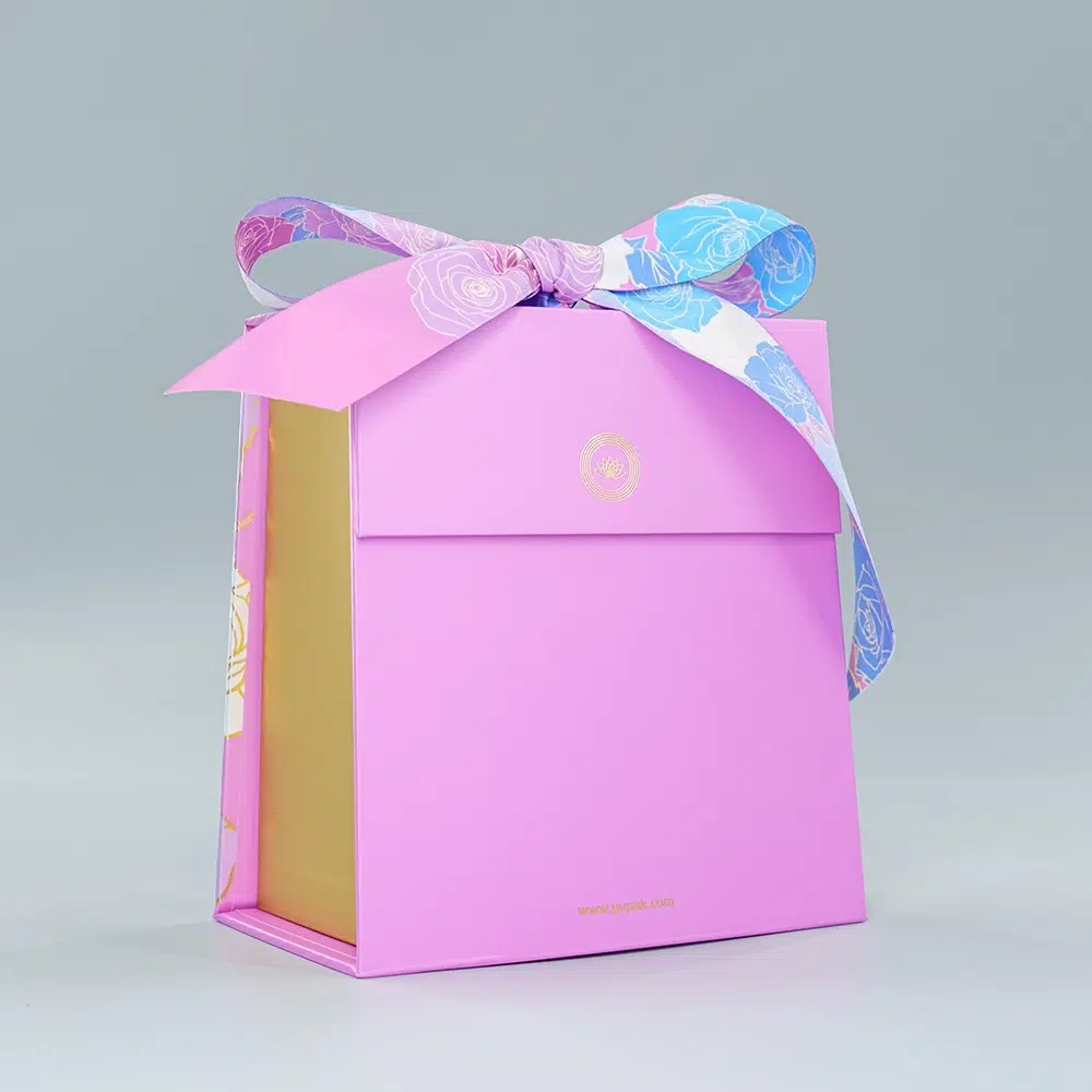 Holidaypacfactory purple chocolate gift bag shape box packaging material and surface detail