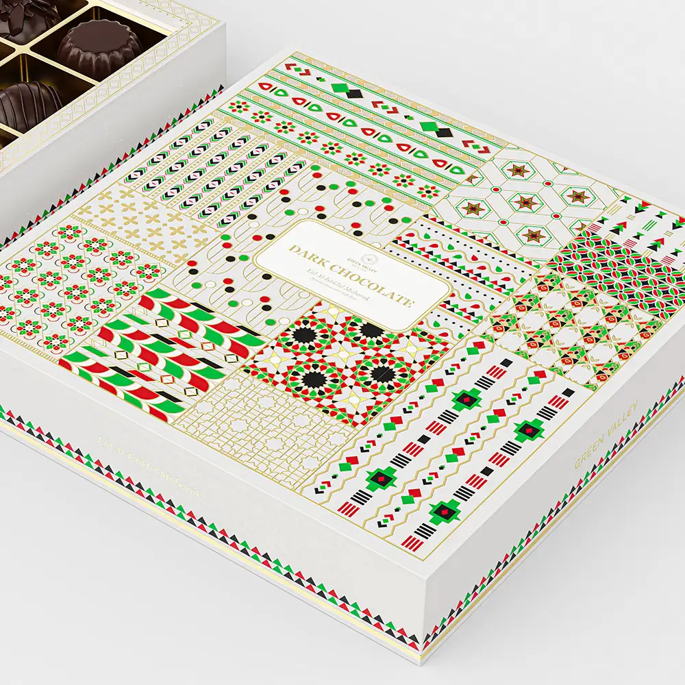 Holidaypacfactory islamic geometric chocolate gift box packaging display presentation