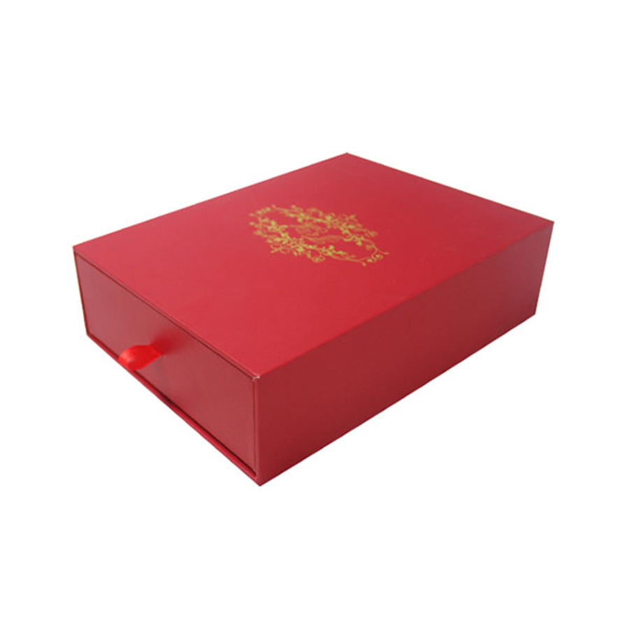 custom red sliding drawer jewelry packaging box closed Holidaypacfactory