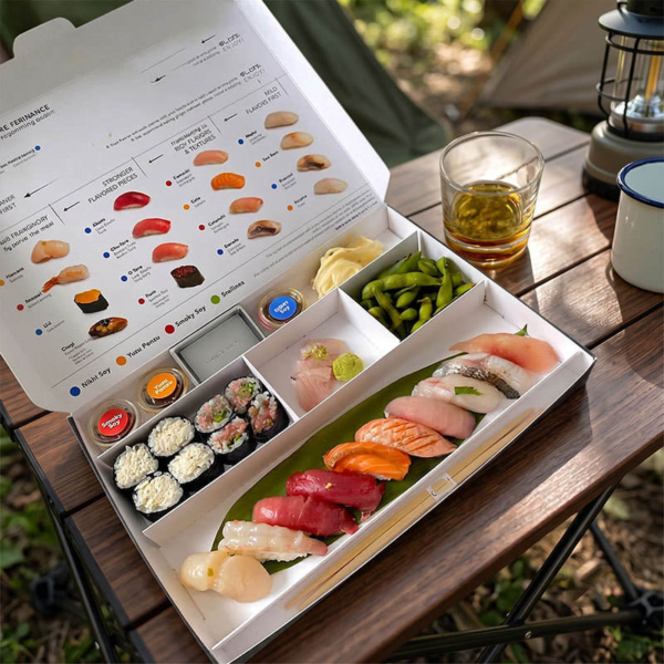 custom white cardboard sushi picnic box with compartments Holidaypacfactory