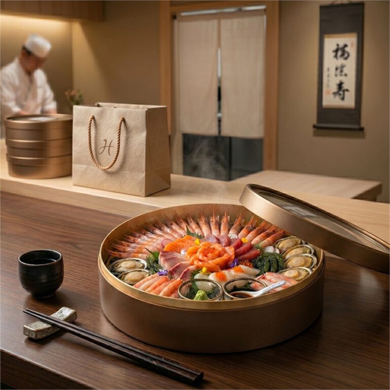 custom eco-friendly sashimi sushi containers round platter Holidaypacfactory