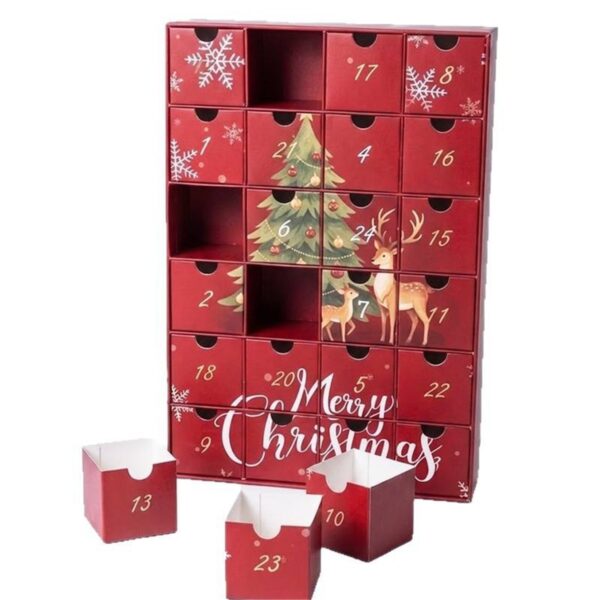 custom 24 day Christmas countdown empty advent calendar drawer box Holidaypacfactory