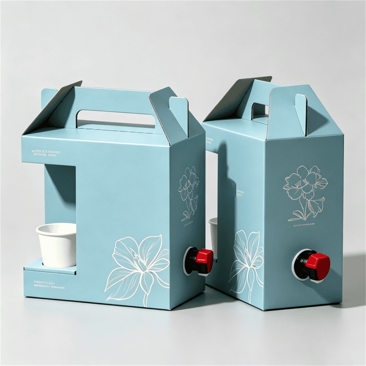 blue cold brew beverage carton boxes with gable handle Holidaypacfactory