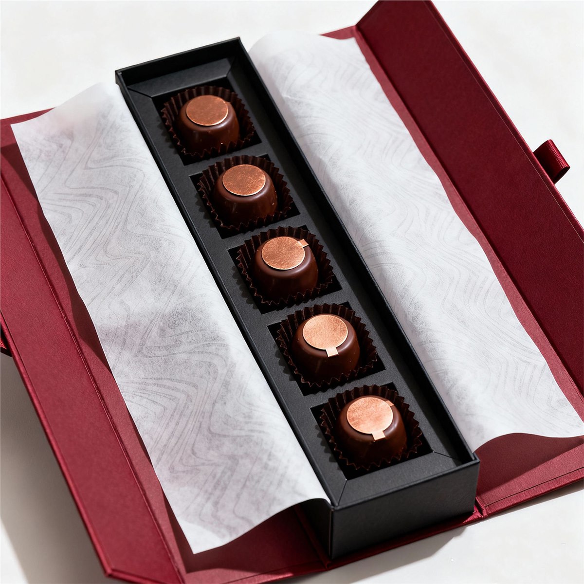 custom burgundy chocolate insert tray box Holidaypacfactory