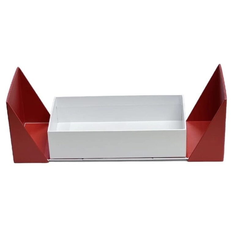 custom luxury red double door foldable display gift box open front view Holidaypacfactory
