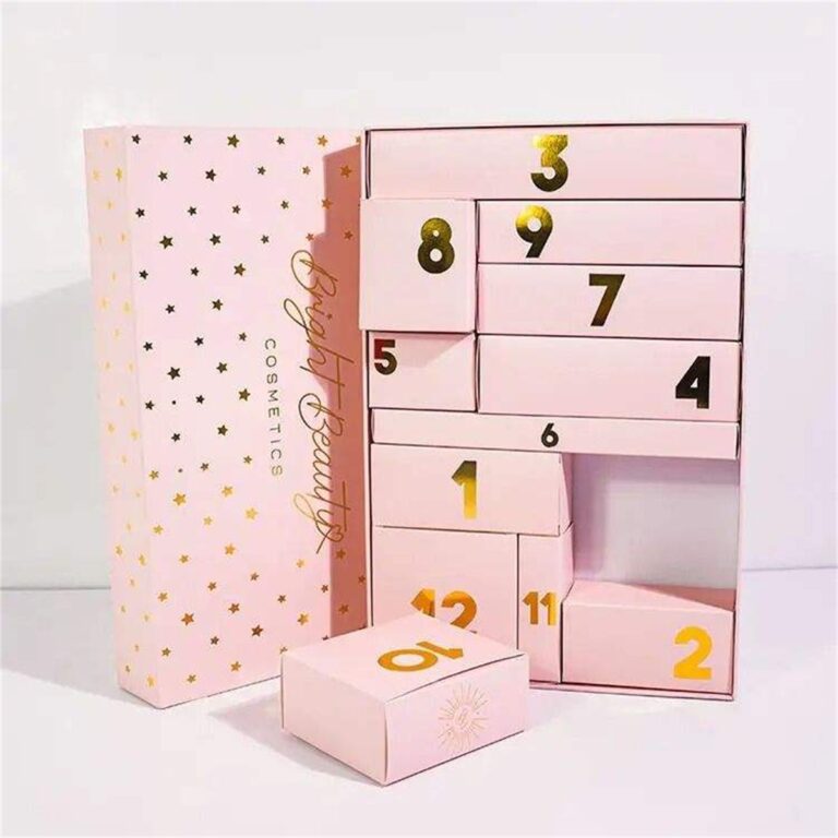 handmade pink eco-friendly recycled rigid advent calendar drawer box Holidaypacfactory