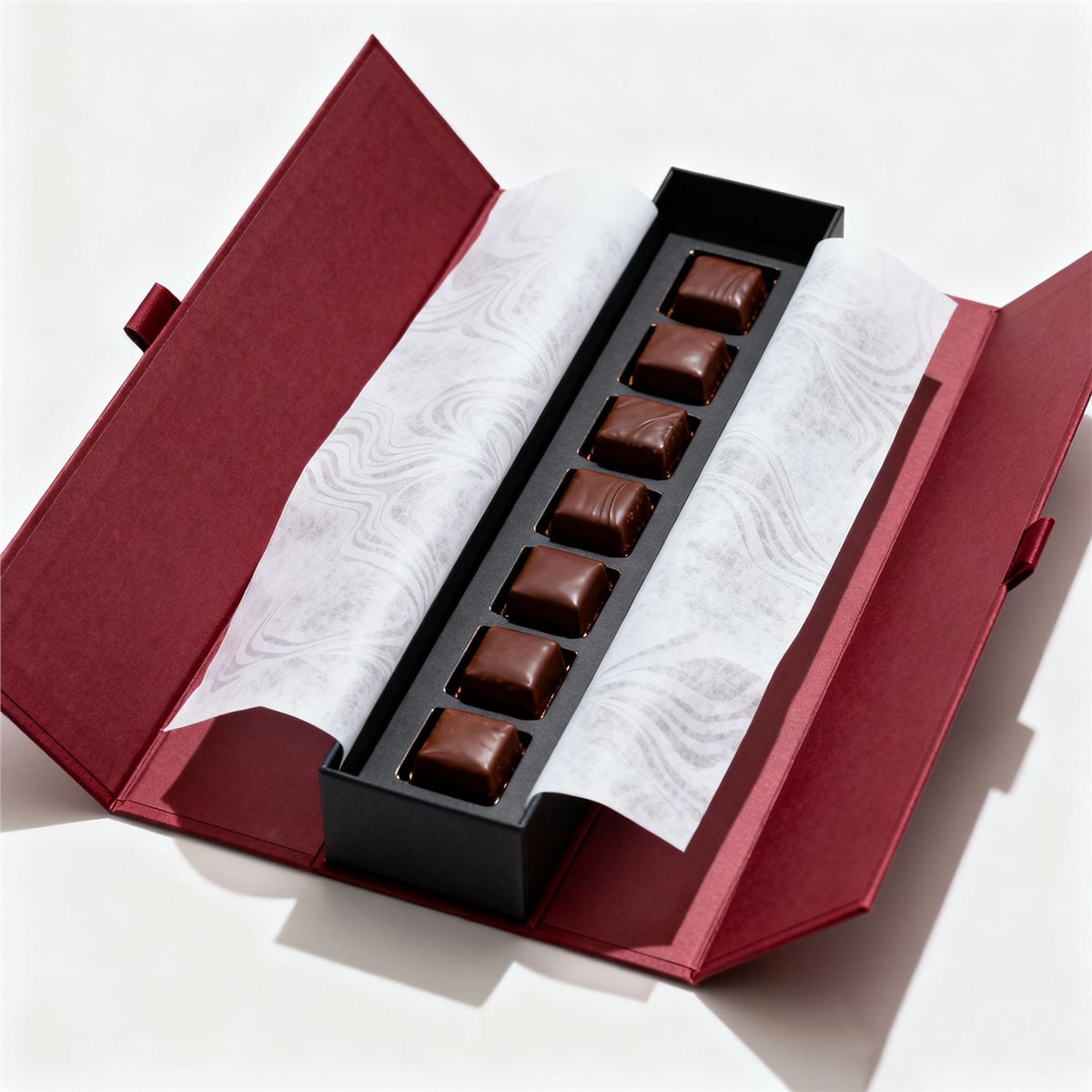 custom burgundy magnetic chocolate gift box Holidaypacfactory