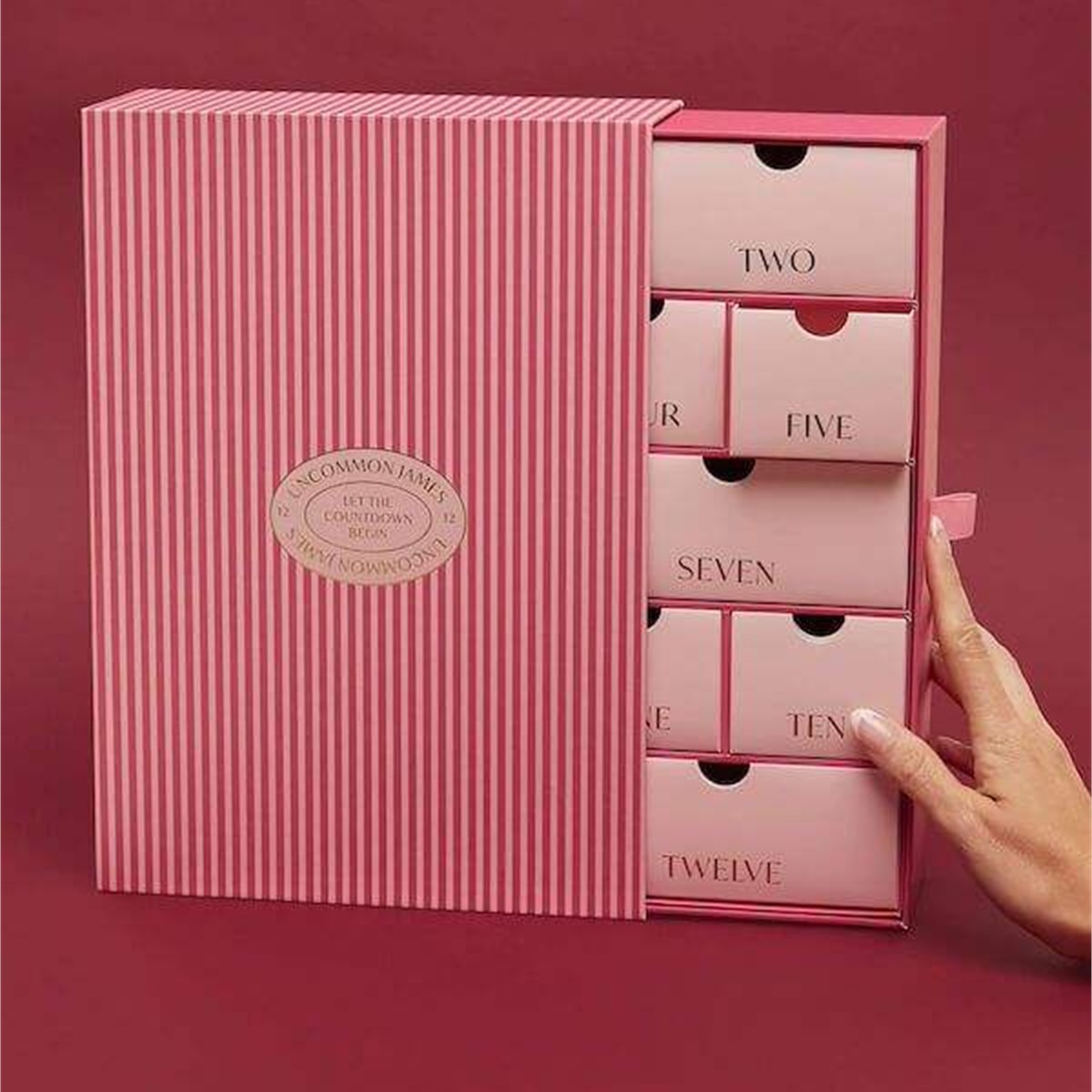 Handmade Pink Eco-Friendly Recycled Rigid Advent Calendar Drawer Box Holidaypacfactory