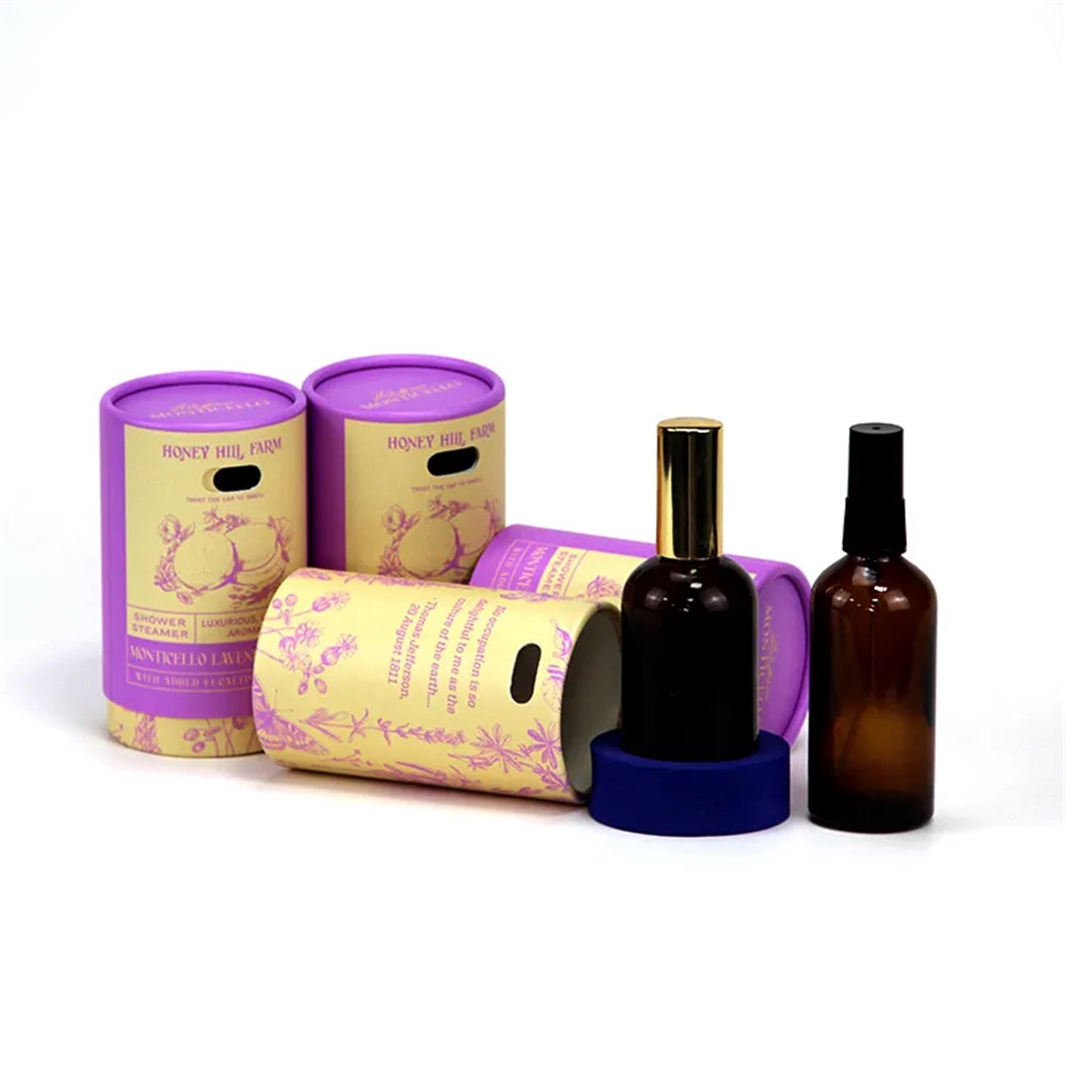 luxury cosmetics paper tube packaging containers with window and custom print Holidaypacfactory