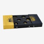 three-panel black and gold chocolate gift box with fitted insert Holidaypacfactory