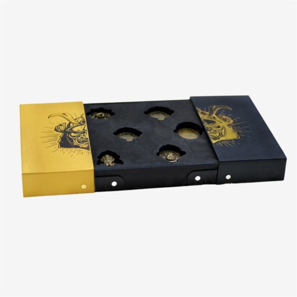 three-panel black and gold chocolate gift box with fitted insert Holidaypacfactory
