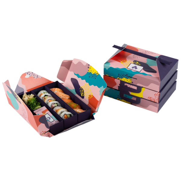 custom printed sushi box packaging with multiple compartments Holidaypacfactory