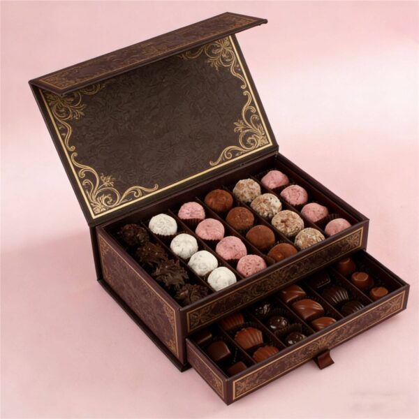 custom two layer chocolate gift box with tray inserts Holidaypacfactory