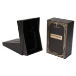 custom luxury men's perfume packaging box with black and gold art deco detail Holidaypacfactory