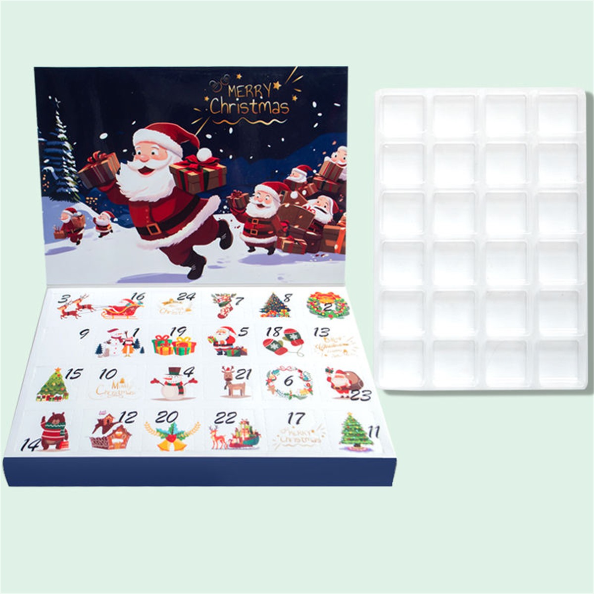 24 compartment clear plastic tray for advent calendar gift box Holidaypacfactory