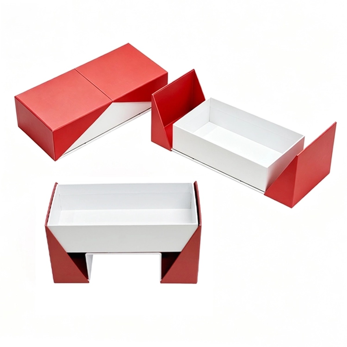 custom luxury red double door foldable display gift box multiple view layout Holidaypacfactory