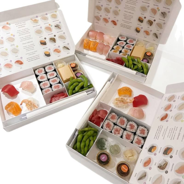 white cardboard sushi bento box layout for wholesale meals Holidaypacfactory