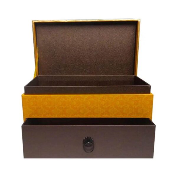 empty two layer chocolate box with sliding drawers and magnetic lid Holidaypacfactory