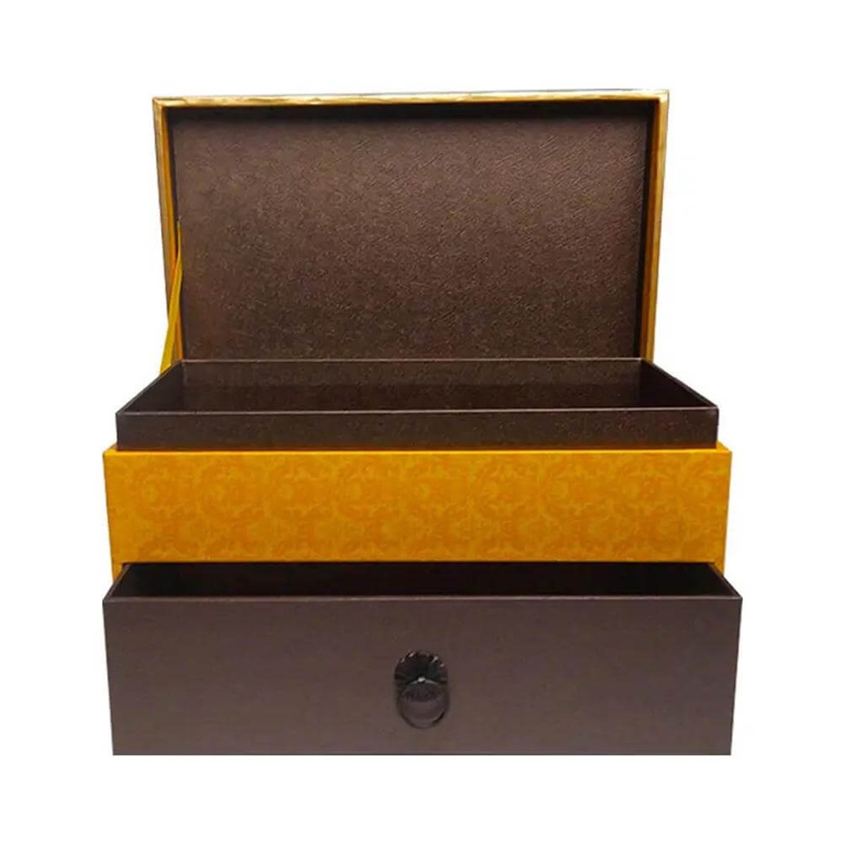 empty two layer chocolate box with sliding drawers and magnetic lid Holidaypacfactory