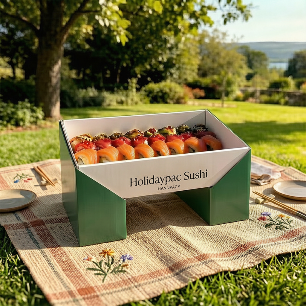 Custom Stand-Up Picnic Sushi Box | Food-Grade White Card Corrugated Takeawa... related product image Holidaypacfactory
