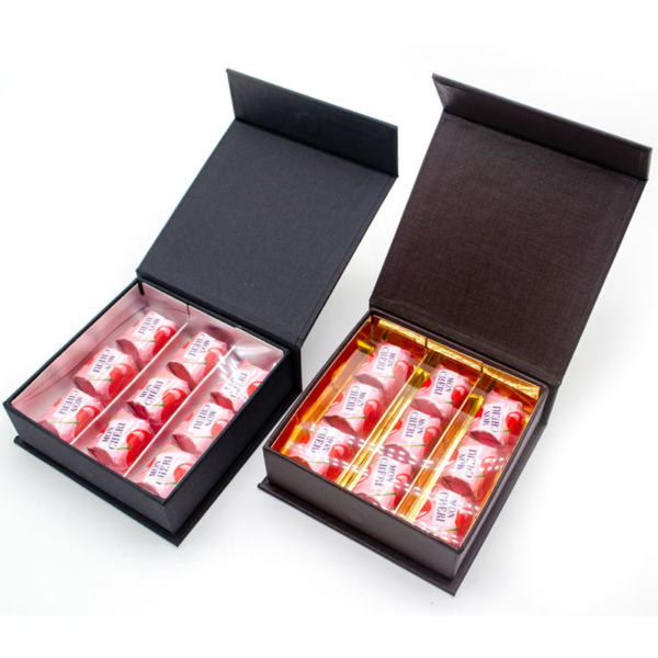 custom candy chocolate gift box with gold and pink trays Holidaypacfactory