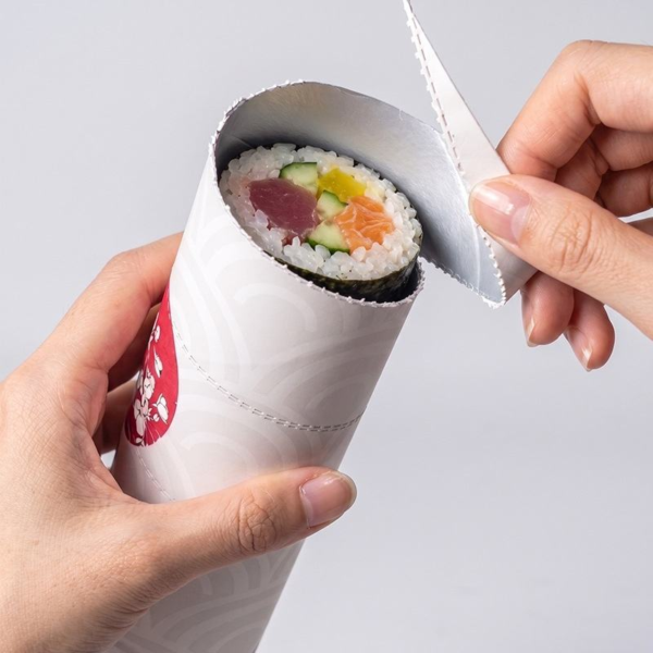 tear open sushi push-up paper tube packaging detail Holidaypacfactory