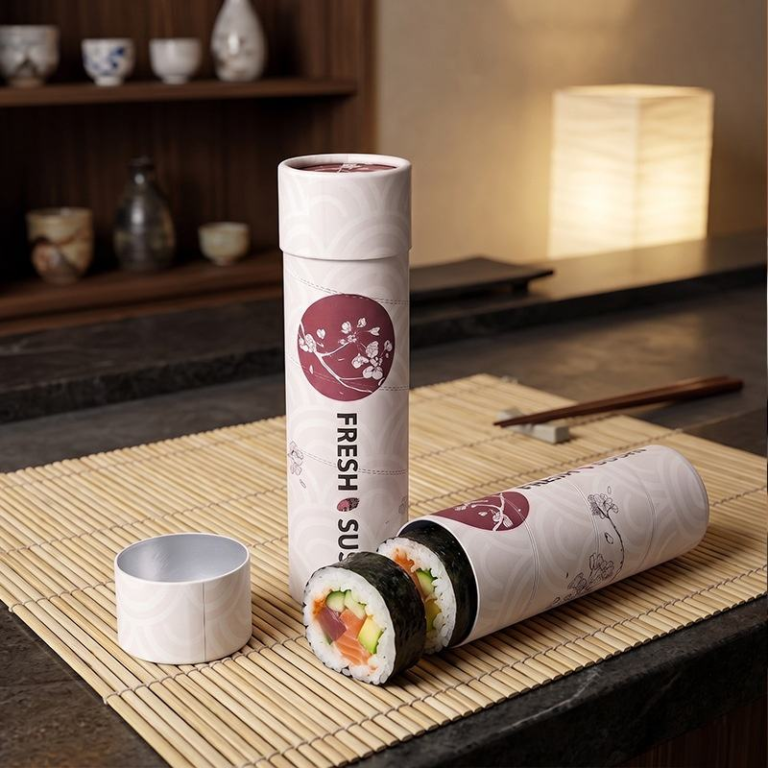 custom food grade sushi push-up paper tube packaging size range Holidaypacfactory